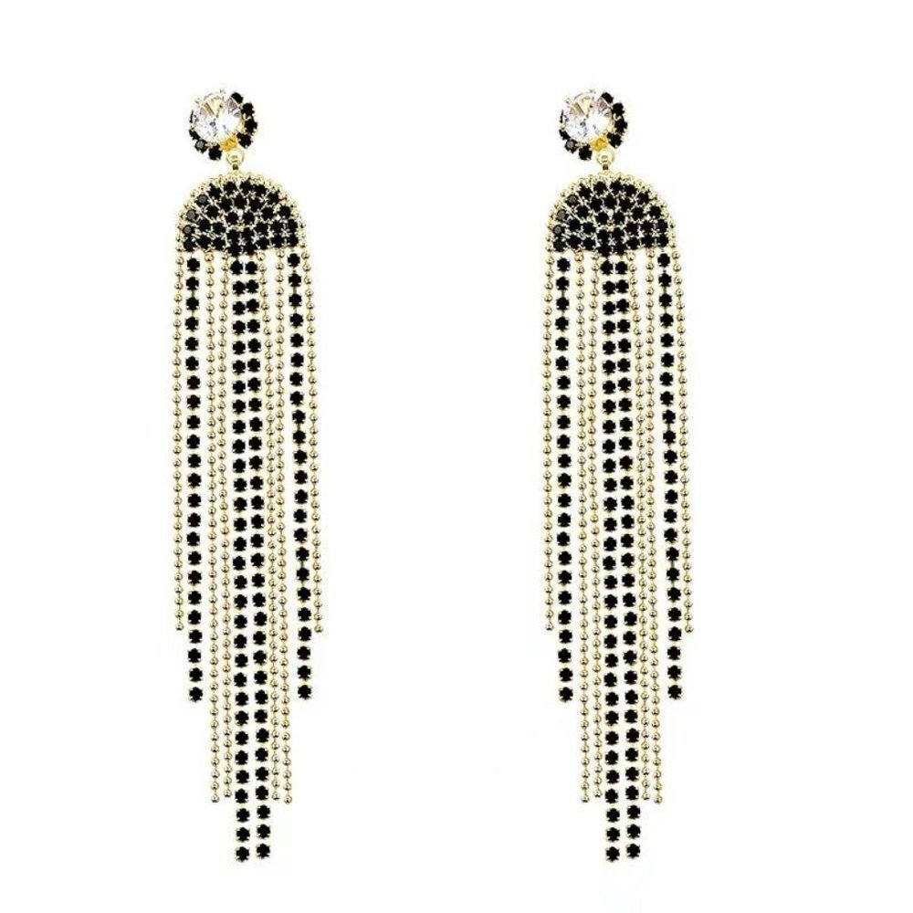 Long Fringed Earrings Full Of Diamond Earrings Trend Earrings - Picture 5 of 5